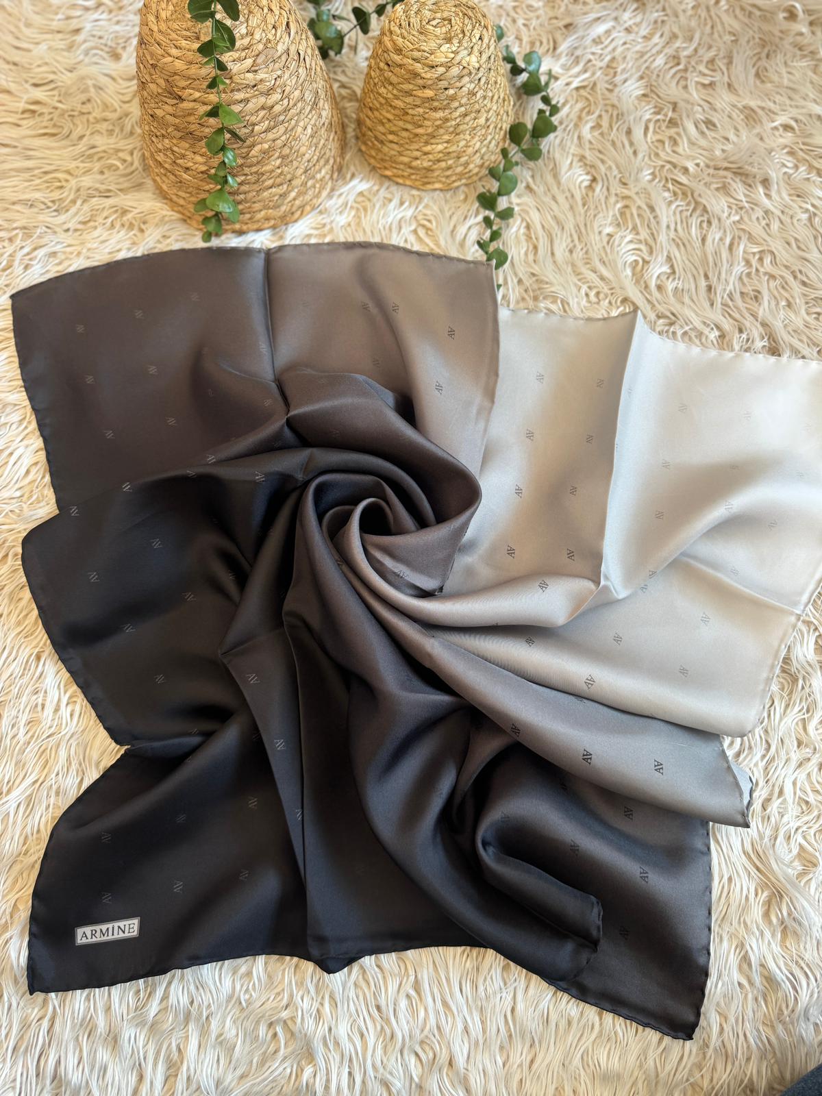 Armine İpek Degrade Monogram Eşarp - Görsel 2